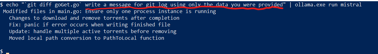 command execution result